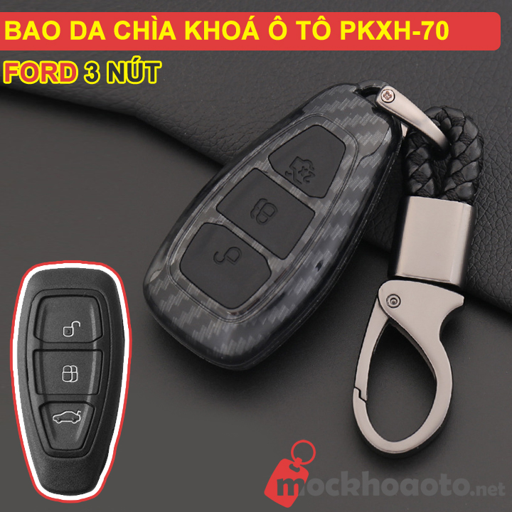 Ốp bảo vệ chìa khoá xe Ford 3 nút carbon PKXH-70