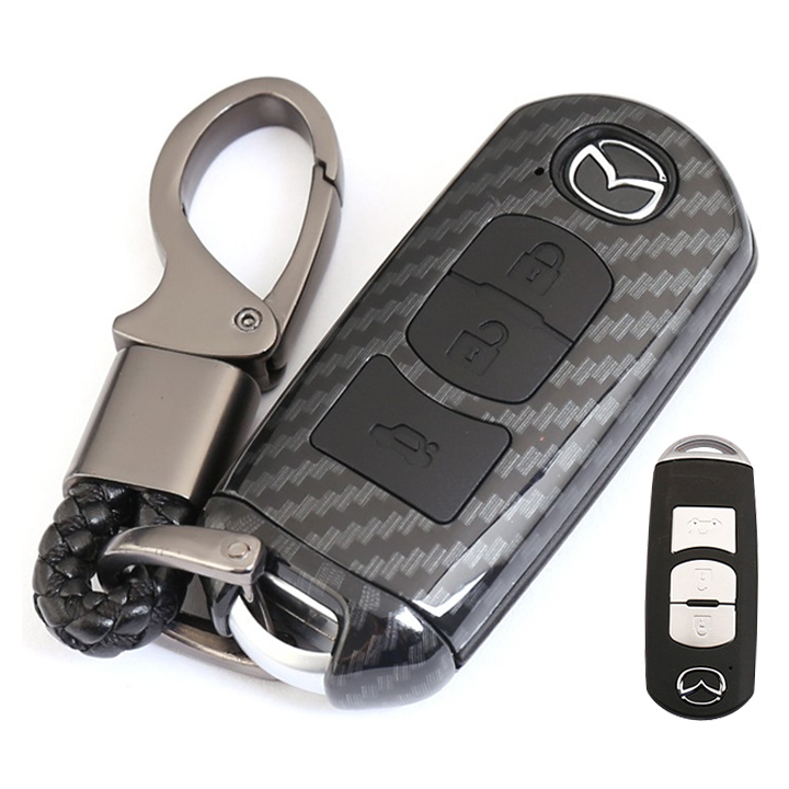Ốp bảo vệ chìa khóa xe Mazda 3 nút carbon PKXH-01 