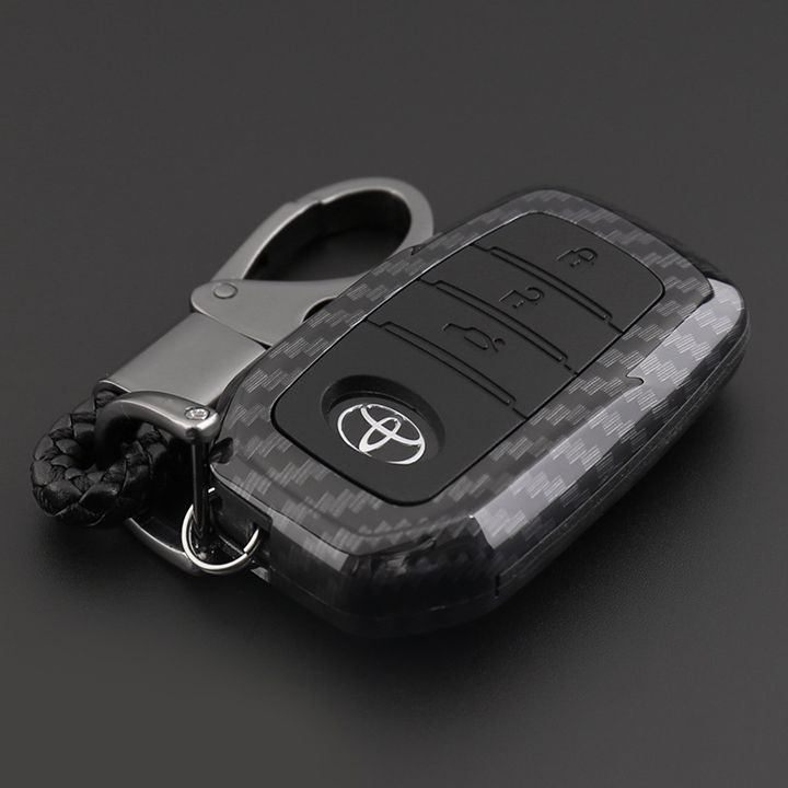 Ốp bảo vệ chìa khoá xe ô tô Toyota 3 nút mẫu A bằng carbon - PKXH-25