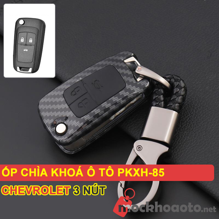 Ốp bảo vệ chìa khoá xe Chevrolet 3 nút carbon PKXH-85