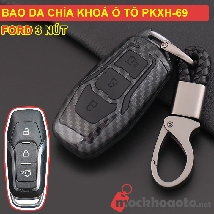 Ốp bảo vệ chìa khoá xe Ford 3 nút carbon PKXH-69