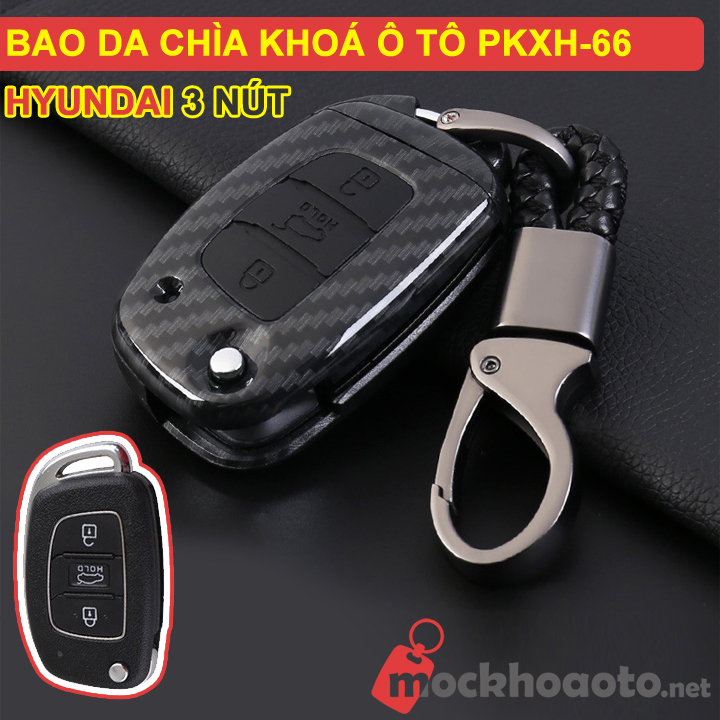 Ốp bảo vệ chìa khóa xe Hyundai 3 nút carbon PKXH-66