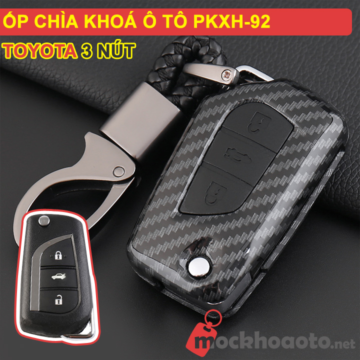 Ốp bảo vệ chìa khoá xe Toyota 3 nút carbon PKXH-92