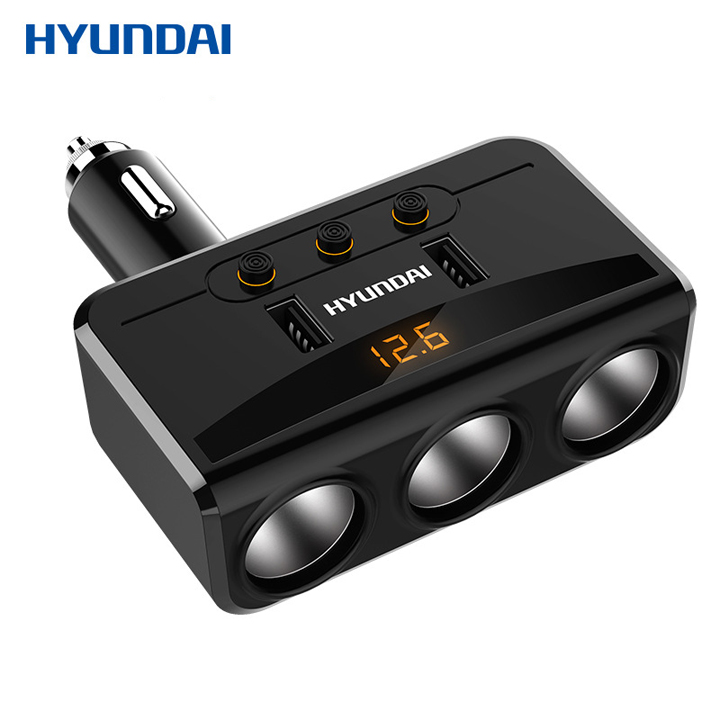 Tẩu sạc ô tô Hyundai 3 nguồn 2 USB cao cấp PKXH-87