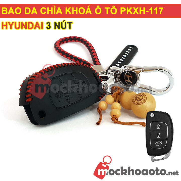 Bao da chìa khoá ô tô Hyundai 3 nút PKXH-117