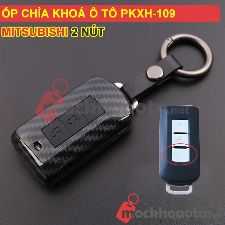 Ốp bảo vệ chìa khoá xe ô tô Mitsubishi 2 nút carbon - PKXH-109