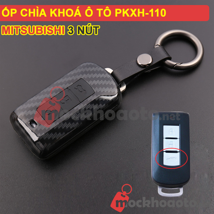 Ốp bảo vệ chìa khoá xe ô tô Mitsubishi 3 nút carbon - PKXH-110