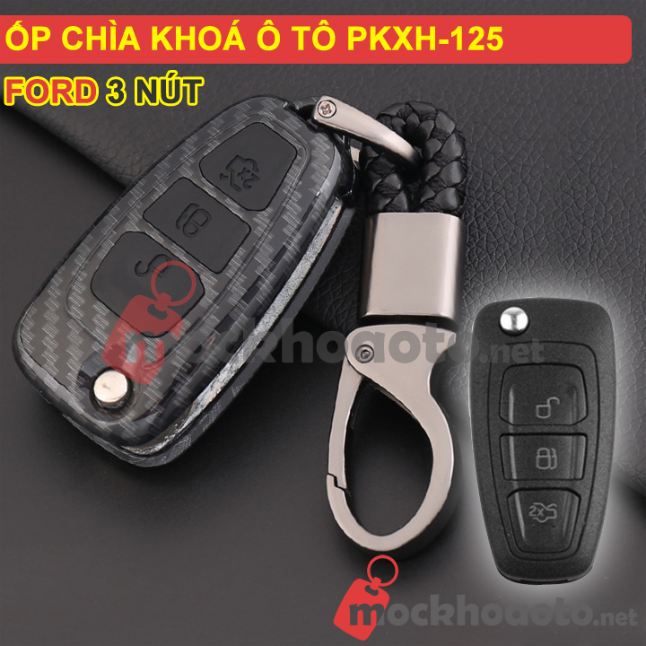 Ốp bảo vệ chìa khoá xe Ford 3 nút carbon PKXH-125