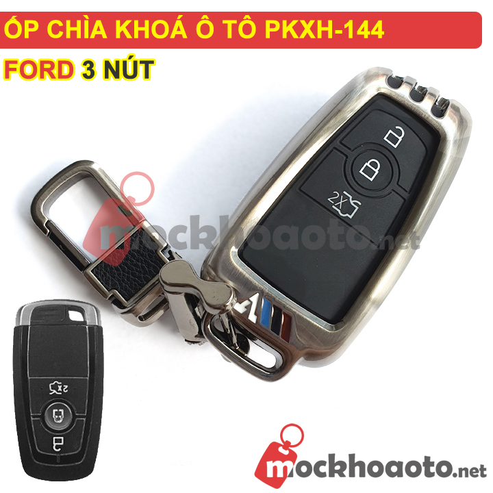 Ốp bảo vệ chìa khóa xe Ford 3 nút bằng inox cao cấp sang trọng PKXH-144
