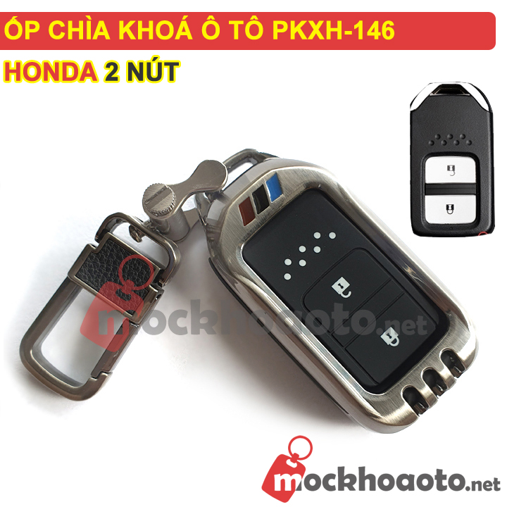 Ốp bảo vệ chìa khóa xe Honda 2 nút bằng inox cao cấp sang trọng PKXH-146