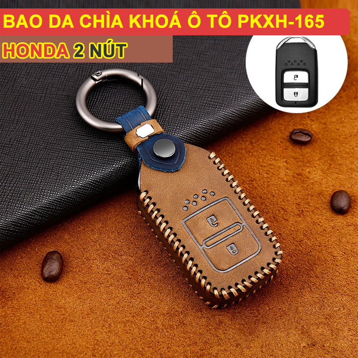 Bao da chìa khóa ô tô Honda 2 nút bằng da thật cao cấp sang trọng PKXH-165 (Nâu)
