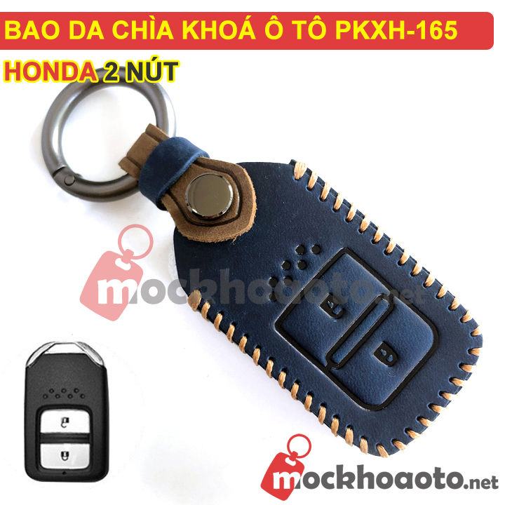 Bao da chìa khóa ô tô Honda 2 nút bằng da thật cao cấp sang trọng PKXH-165 (Xanh)