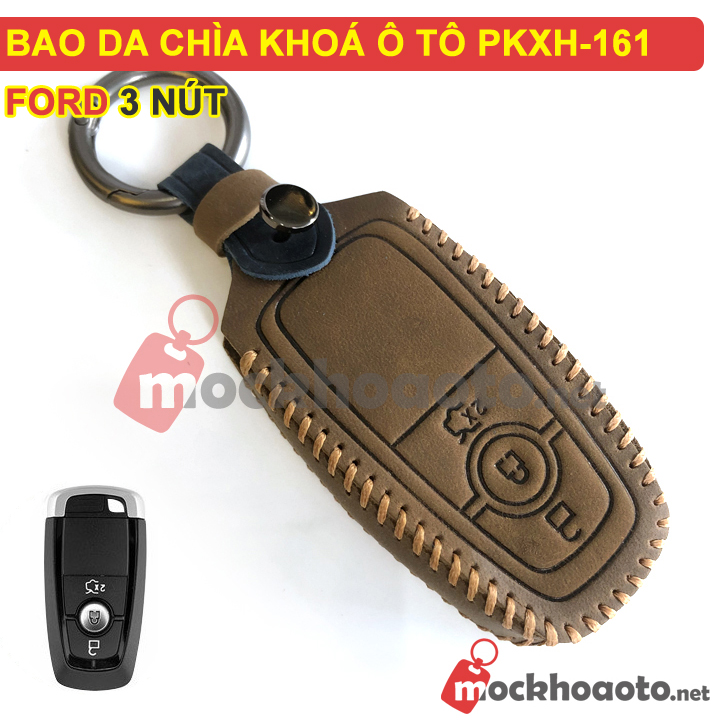 Bao da chìa khóa ô tô Ford 3 nút bằng da thật cao cấp sang trọng PKXH-161 (Nâu)