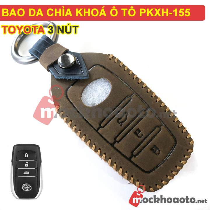 Bao da chìa khóa ô tô Toyota 3 nút bằng da thật cao cấp sang trọng PKXH-155 (Nâu)