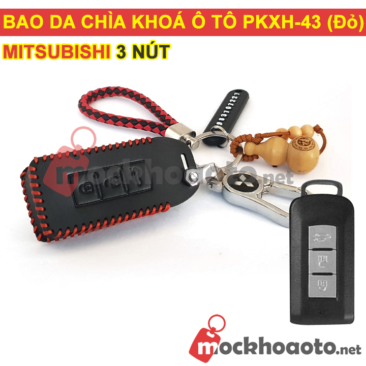 Bao da chìa khoá ô tô Mitsubishi 3 nút PKXH-43 (Đỏ)