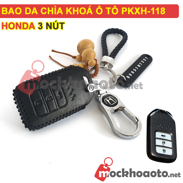 Bao da chìa khoá ô tô Honda 3 nút PKXH-118