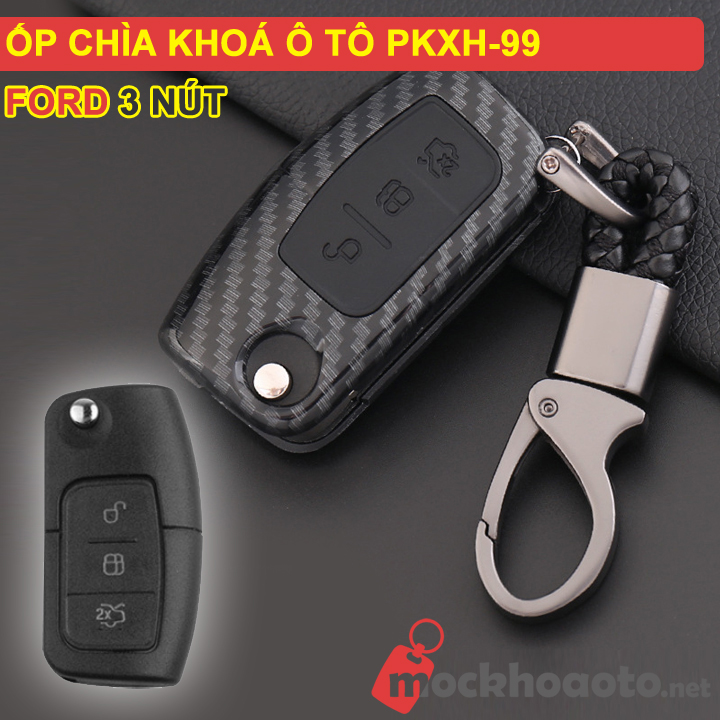 Ốp bảo vệ chìa khoá xe Ford 3 nút carbon PKXH-99