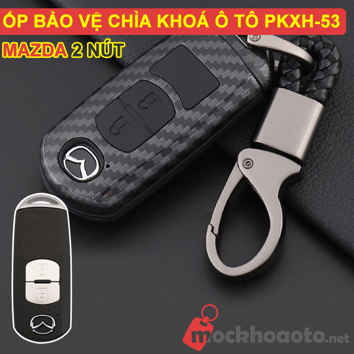 Ốp bảo vệ chìa khóa xe ô tô Mazda 2 nút carbon PKXH-53 